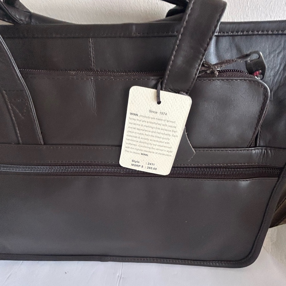 Classic Brown Leather Briefcase with Structured Design